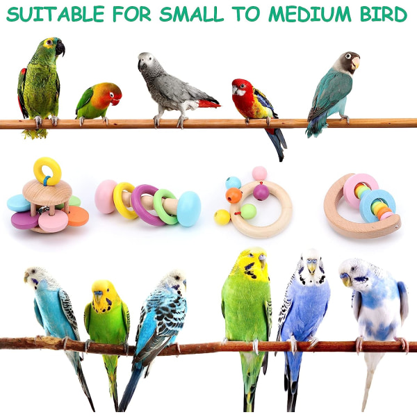 Parrot Natural Big Bird Toy, Parrot Parrot DIY Handheld Interactive Toy, Macaw Foot Toy 4-pack, slumpmässiga färger