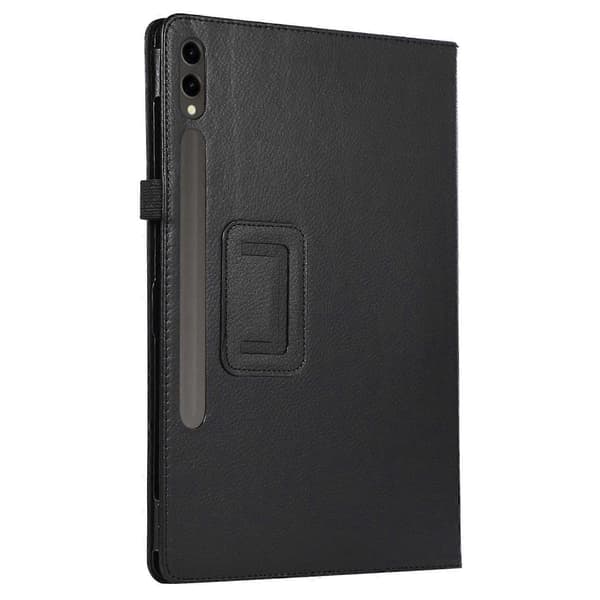 Fodral för Samsung Galaxy Tab S10+ Bi-Fold Ställ Läder Tablettskydd Litchi Textur - Svart