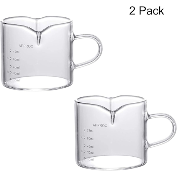 2 stk. Mini Espresso Shot Glas Kopper 3oz Triple Pitcher Lille Kande Krus Mål Kop