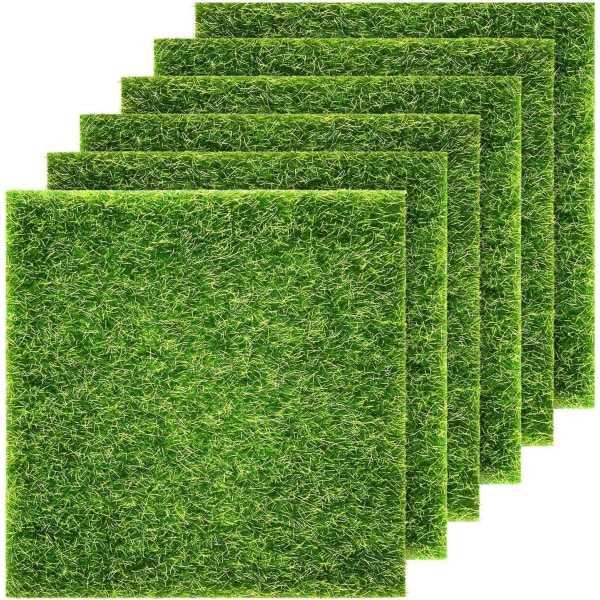 6 Pakke Fe Hagemølle Gress 6 x 6 Tommer Miniatyr Kunstig Håndverk Gress for Dukkehus Ornament