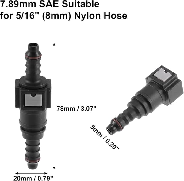 7,89 mm till 8 mm Rak Bränsleslang Snabbkoppling 2-pack