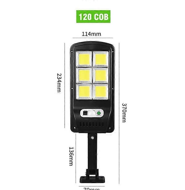 Utendørs solcellelampe, 6000LM LED-lys Flomlys Bevegelsessensor 3 moduser IP67 Vanntett (1 stk)