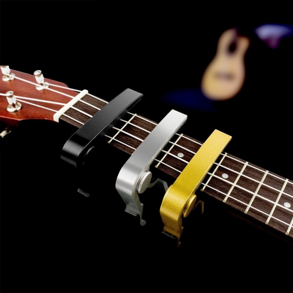 Snabbkopplings capo för akustisk gitarr, elgitarr, ukulele, bas, mandolin, banjo (Capo - Svart)