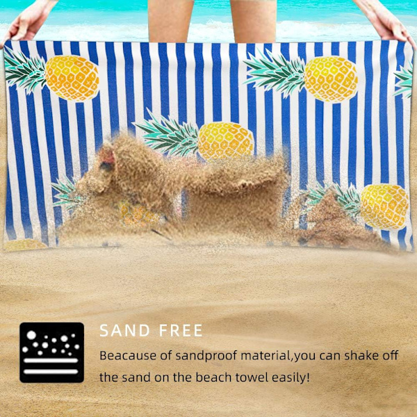 Oversized Mikrofiber Svømme Strandhåndklæde, Kvinder Mænd, Hurtigtørrende Håndklæde, Anti Sand Strandhåndklæde