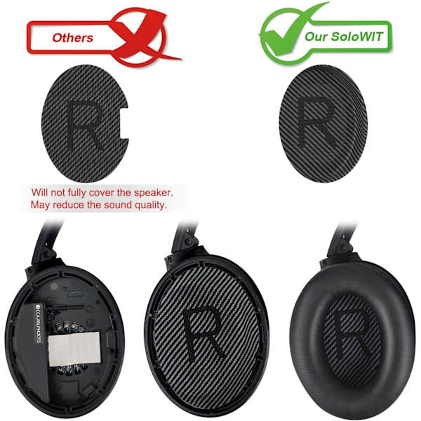Ammattimaiset korvapehmusteet Bose QuietComfort 35 (QC35) ja Quiet Comfort 35 II (QC35 ii) -kuulokkeisiin, akustinen vaahto (musta)