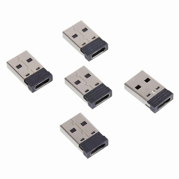 UC-167-BK 5 stk. USB-C hun til USB-A 2.0 han 480 Mbps dataoverførsel opladningsadapter