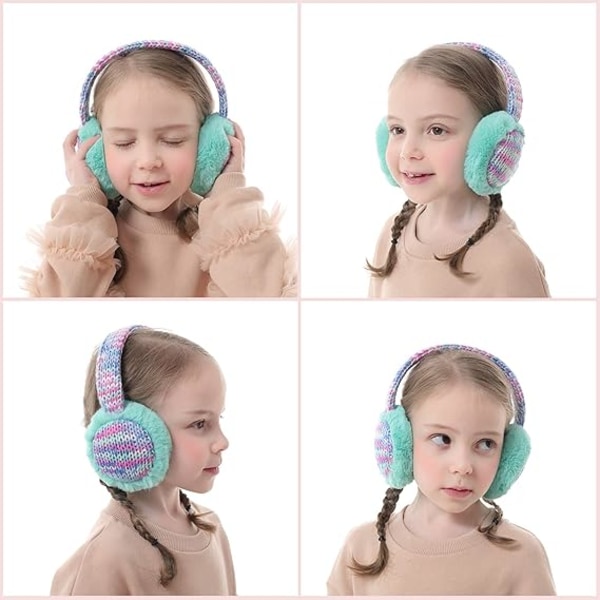 Stickade öronkåpor för barn Vinter utomhus lurviga öronvärmare för pojkar, flickor