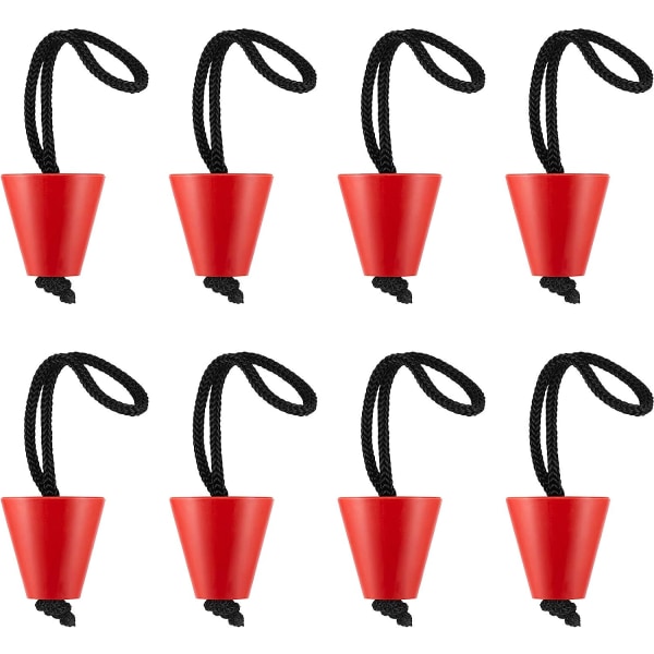 8 stycken kajakborrplugg Silikonspyttplugg Dräneringshål propppropp med snodd (röd)