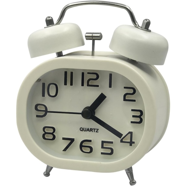 Retro Analog Alarmklokke, Tvilling Bell Quartz Alarmklokker Sengerklokke Alarm Batteridrevet med Nattlys