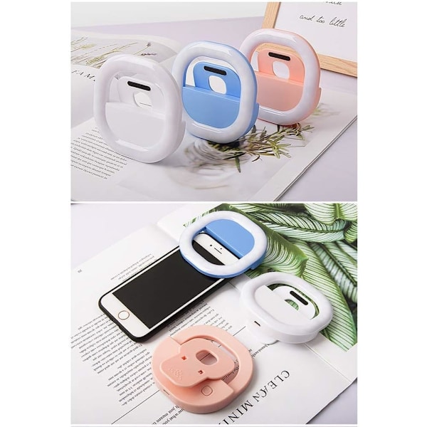 LED Selfie Ring Light Belysningsring Blink (Farve: Pink)