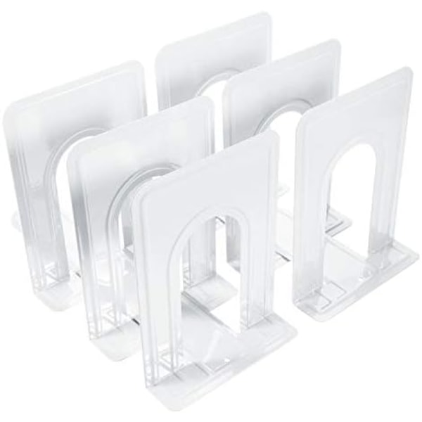 Bookends,White Metal Nonskid Bookend Supports for Shelves Heavy Duty Books End, 6 x 5 x 6 Inch, 6 Pcs (3 Pairs)