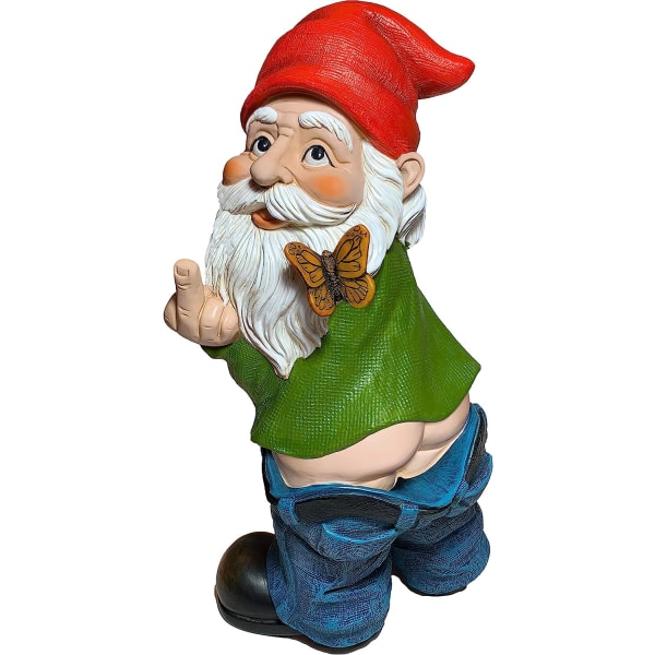 Mood Lab Trädgårdstomte - Byxor Ner Tomte - 9,3 Tum Hög Staty Trädgård Figur