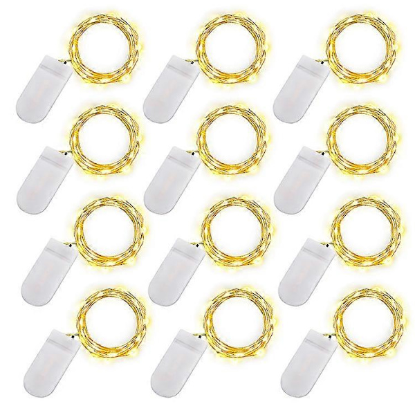 12 stk. 2 m 20 LED Fe Lys - Varm Hvid
