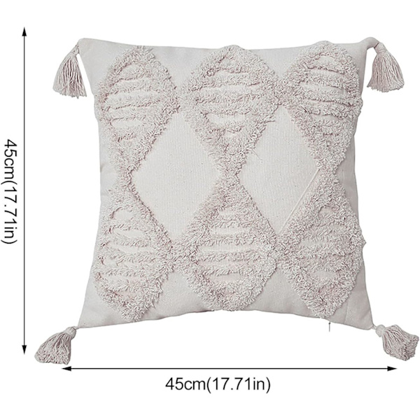 Dekorativt kuddfodral med tofsar, 45 x 45 cm