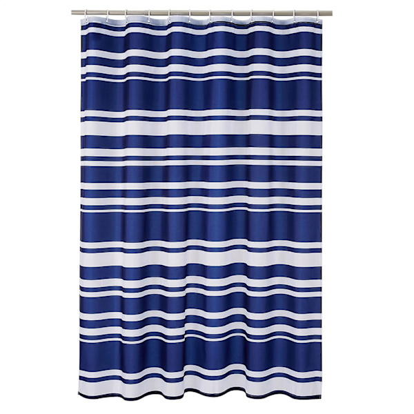 Dusjforheng i stoff - 72 x 72 tommer, for baderom 72''x72'' Navy Blue Stripe