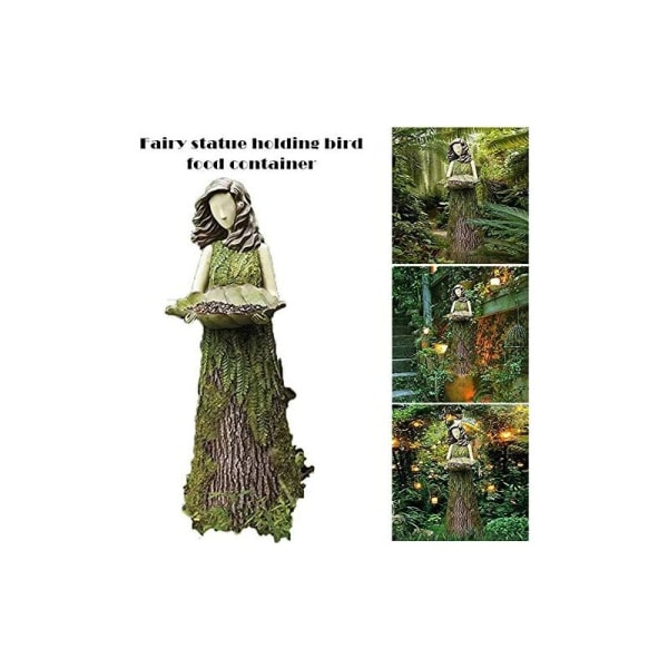 Utomhus fågeltråg - Sherwood Fairy Staty med fågelmatare - Hartsprydnad - Supersöt trädgårdsstaty för trädgårdsinredning
