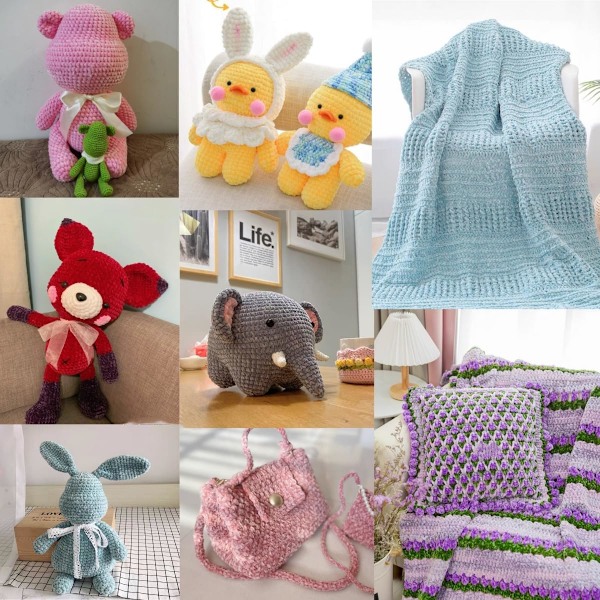 Chenillegarn, Chenillegarn för Virkning, 3 Rullar Garnbollar för DIY Stickning och Virkning, Hantverk Rose red