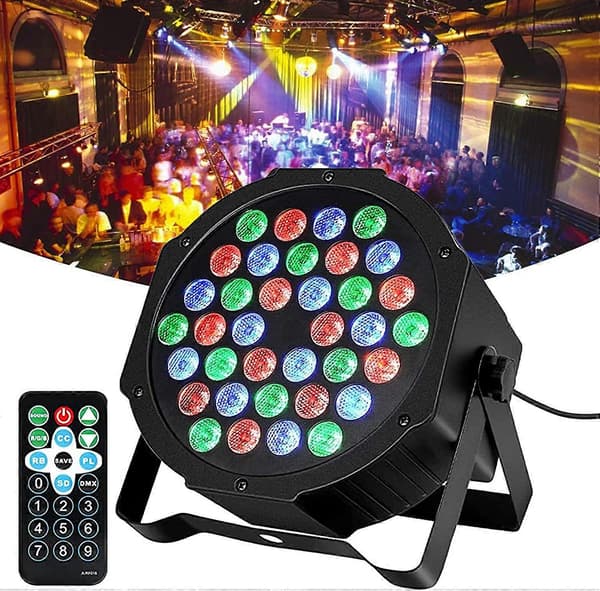 36 LED 36W Hodelykt Par Lamper, RGB Flerfarget 7 Modus Belysning
