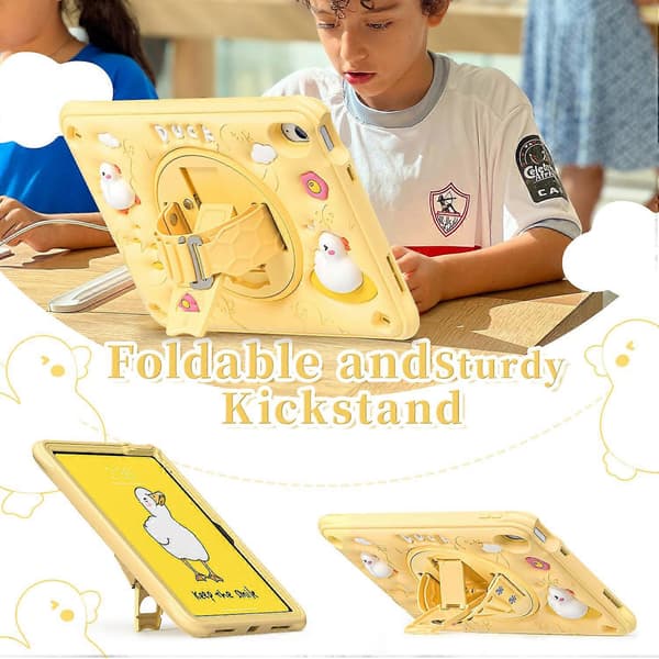 Fodral för iPad 10.9 (2022) Ankmönster Handrem Ställ PC+Silikon+TPU Tablettskydd