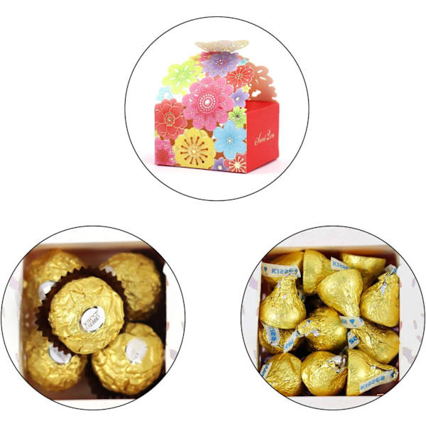 50 stk./sæt Blomster Sommerfugl Hul Slikæske Cookie Gaveæsker Romantiske Bryllupsgaver Søde Chokoladeæske Festartikler Multicolor 8*7*6.5CM