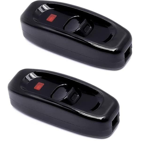Lampeafbryder, rlife 2-pak sort inline lampeafbryder 250V 10A mellemafbryder med LED-indikatorlys inline kabelafbryder