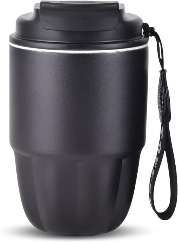 Kaffe Termos, 320ml Termisk Mugg, Mini Isolerad Kaffe Mugg, Rostfritt Stål Foder + Dubbel Pip för Drickande, Läckagesäker