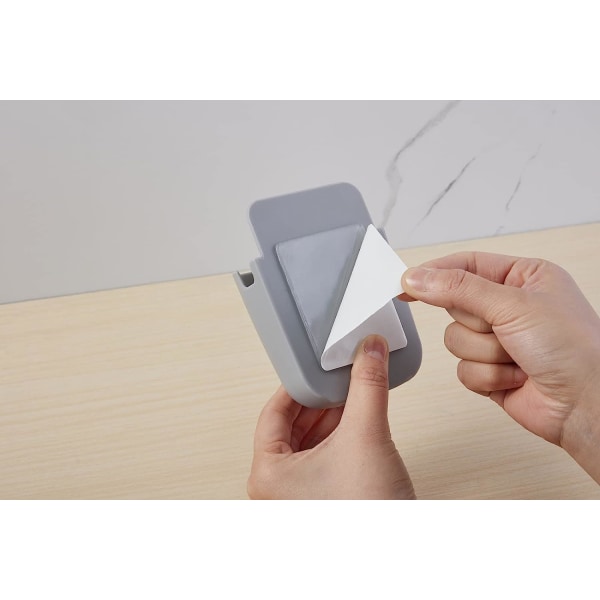 6-pack självhäftande vägg bredvid bordsfäste Fjärrkontroll Telefon Penna Sminkborstar Glasögon Multifunktionell hållare Förvaringslåda (3 vita+ 3 grå)