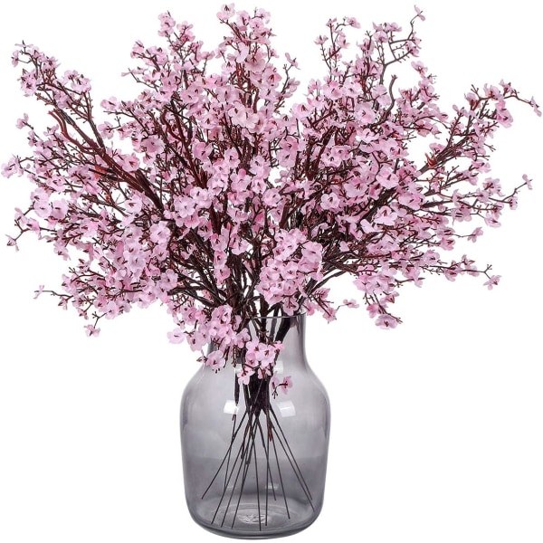 6 stk. kunstige blomster falske gypsophila blomster til hjemmekontor bryllup julefest dekoration (pink)