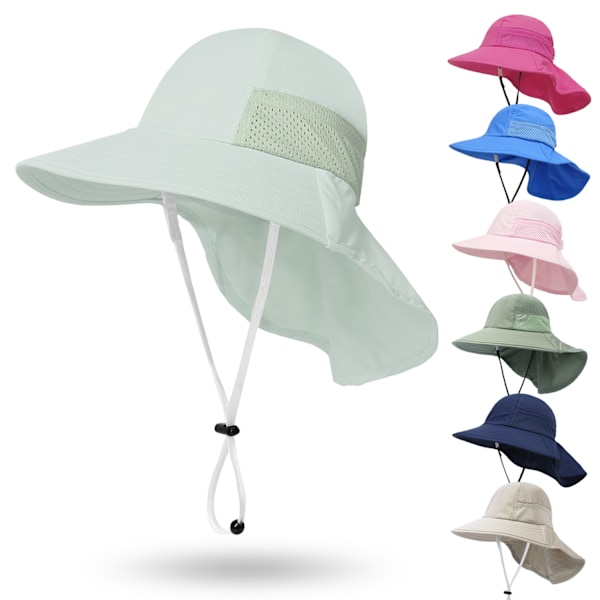 Sommerbaby Solhatt, Justerbar Beskyttelse Bredbremmet Strandhatt for Barn Jenter Gutter Black
