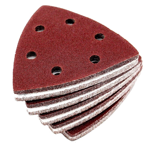 Delta Sanding Triangles │ 100 st │ 6 hål │ 93 x 93 x 93 mm │ korn 80 │ för deltaslipmaskiner │ Slippapper │ Sandpapper