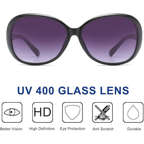 Solbriller unisex Vintage Big Frame Dame Shades UV400 Solbriller Black