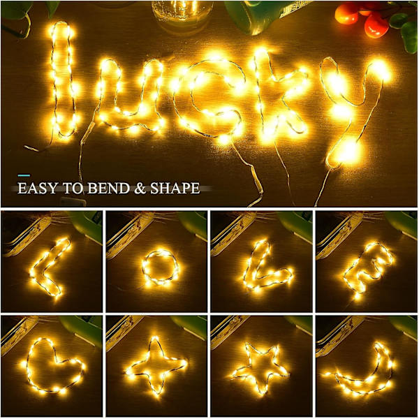 15 pakkausta LED-valosarjoja, paristokäyttöisiä LED-keijuvaloja vedenpitävä hopeinen kuparilanka 2M 20 LED-tähtivaloa (lämmin valkoinen)