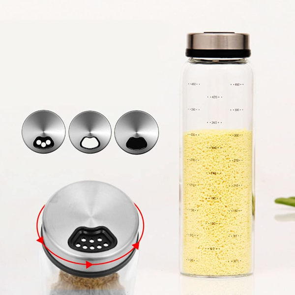 500ml roterende krydderglassbeholder krydderflaske pepperbøsse plastbeholder krydderdispenser kjøkkenutstyr