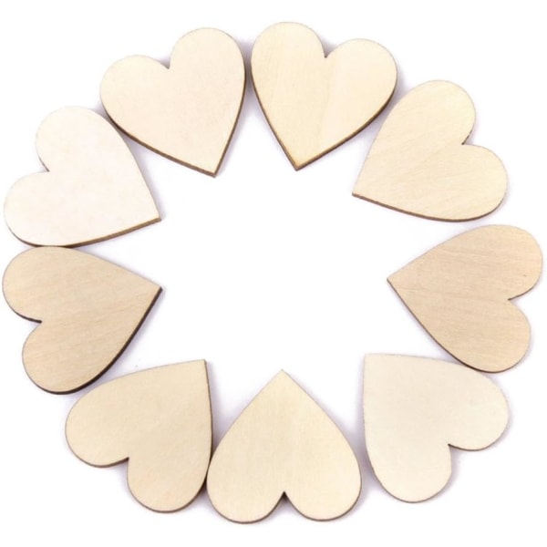 100 st (5 cm) - Rustikt utseende trähjärtan för hantverksprojekt - för bröllopsdekorationer