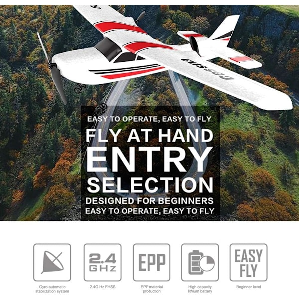 RC-fly, 2,4 GHz 2-kanals klar til at fly RC-fly, indbygget 6-akset gyro RC-fly, nem at fly begynder RC-fly til børn dreng