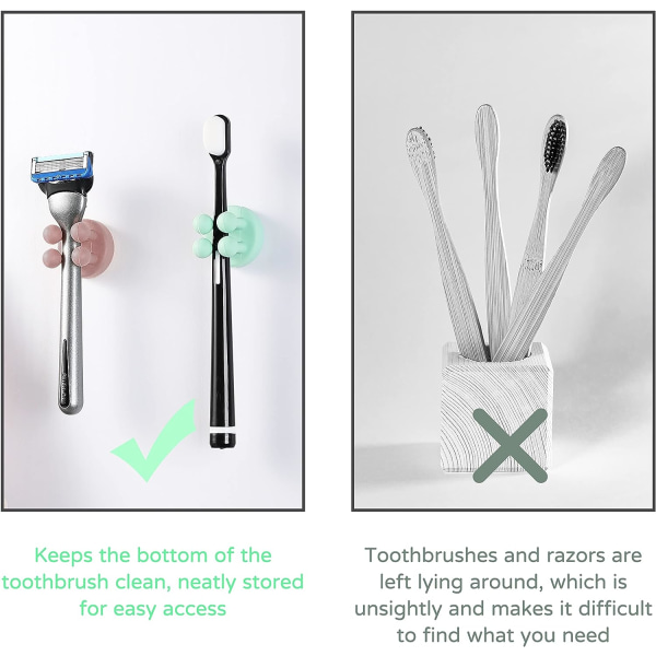 4 st silikon tandborsthållare rakhyvelhållare multifunktionskrok Vattentät självhäftande tandborste krokplugghållare