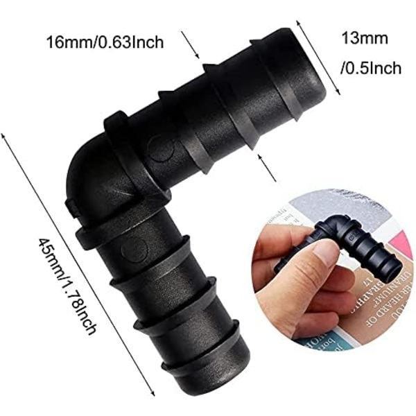 8 kpl 13 mm (1/2\") puutarhan piikkiyhteitä, muoviset 90° kyynärletkun tippaliittimen osat kasteluliittimien sarja