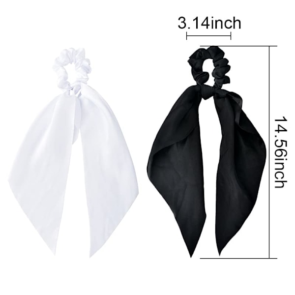 Hårbånd Scrunchies Bånd Hår Tørklæde til Kvinder Scrunchy Hår Elastikker Sort Hvid Satin Hår Scrunchies til Piger 2Pcs Elastisk Hår Elastik