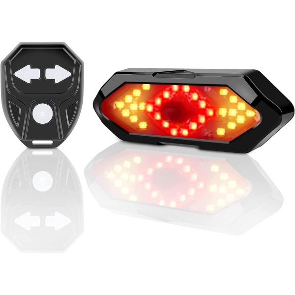 Bike Turn Signal and Tail Light with Sound Effects,Wireless Remote Control,5 Different Lighting Modes,Rechargeable,Easy to Install