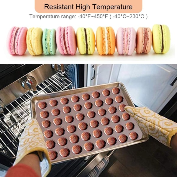 Macaron Matte Silikon Bakeformsett 48 Hull Kapasitet Non-Stick Bakeform Kake Bakeformsett med Dekoreringspenner og 4 Tuter