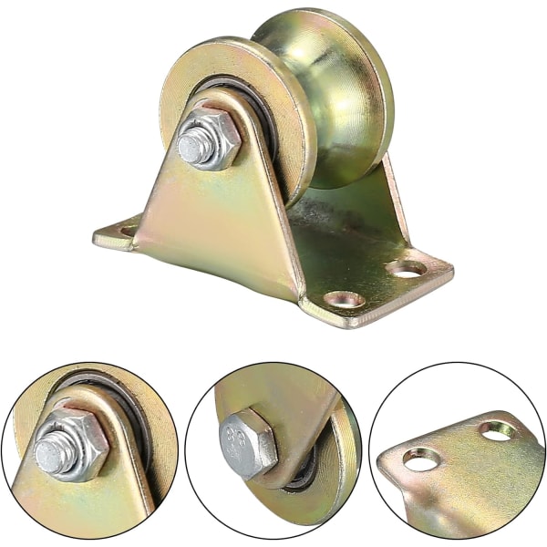 Stycken Reeving Lifting Pulley, U-Groove Caster, Lifting Caster, Groove Wheel Cable Pulleys för rep glidande grind Rail (U-formad remskiva)