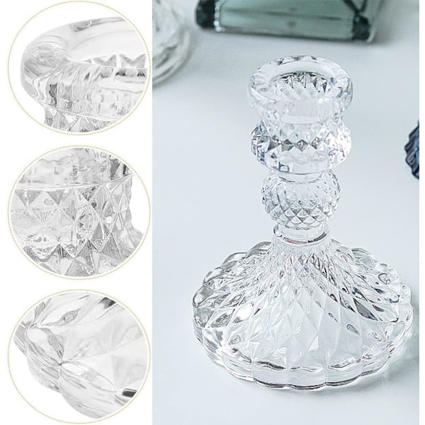 Ljusstake i Glas, Genomskinliga Ljusstakar för Avsmalnande Ljus, Kristallglas Ljusstake för Bröllop, Hem, Festdekoration
