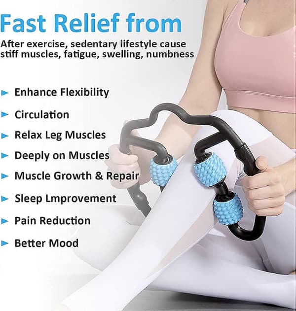 Dybvævsmuskelmassage Roller, 360 3D Foam Roller Massage Anti Cellulite, 4 Hjul Foam Roller