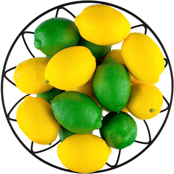 20 st konstgjorda citroner och limefrukter falska fruktcitroner för festdekoration för hemmakök, 3'' X 2'' gul，grönt