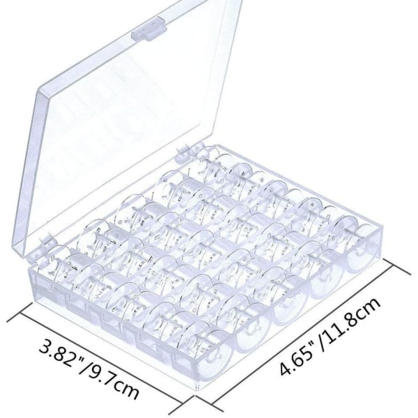 25 st transparenta symaskins spolar med spolhållare