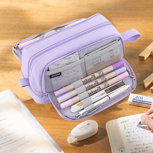 Pennfodral, stort pennfodral, pennfodral med 4 fack Purple