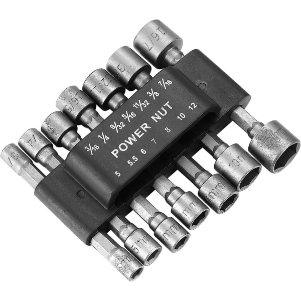 14-delad hylsnyckeladapter för muttrar, skruvmejselinsats, bitsats, hylsmuttrar för magnetiska skruvmejselsexkantbits