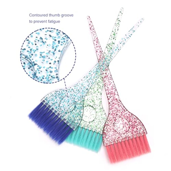 Bred hårfärgsborste, 3-delad hårfärgsborste, färgblandande mjuka fjäderborste, salongglitterborste