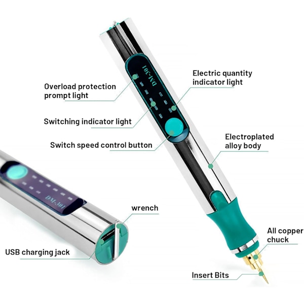 USB-laddningsbar mini-gravyrpenna, gravyrverktygssats