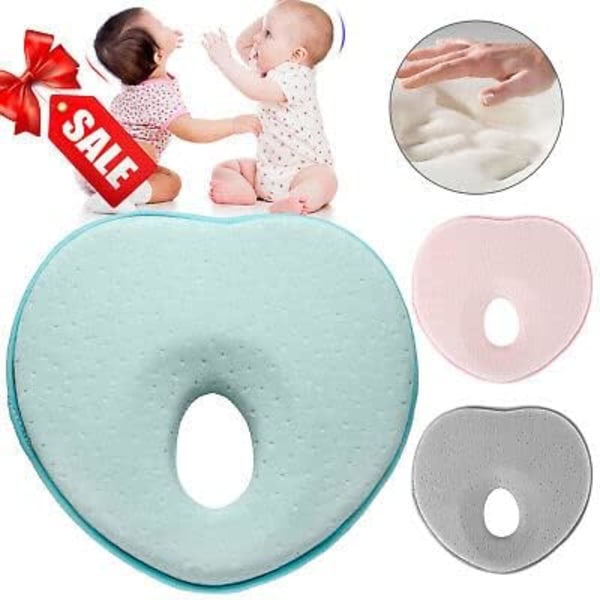 Baby Head Shaping Kudde 3D Memory Foam Spädbarnskudde Nyfödd Kudde Platt Huvud Baby Head Shaping Kudde för Baby Bed Barnvagn Bilstol Blå